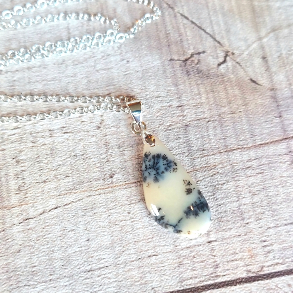Dendrite Opal Necklace Natural Gemstone Pendant - Picture 2 of 5